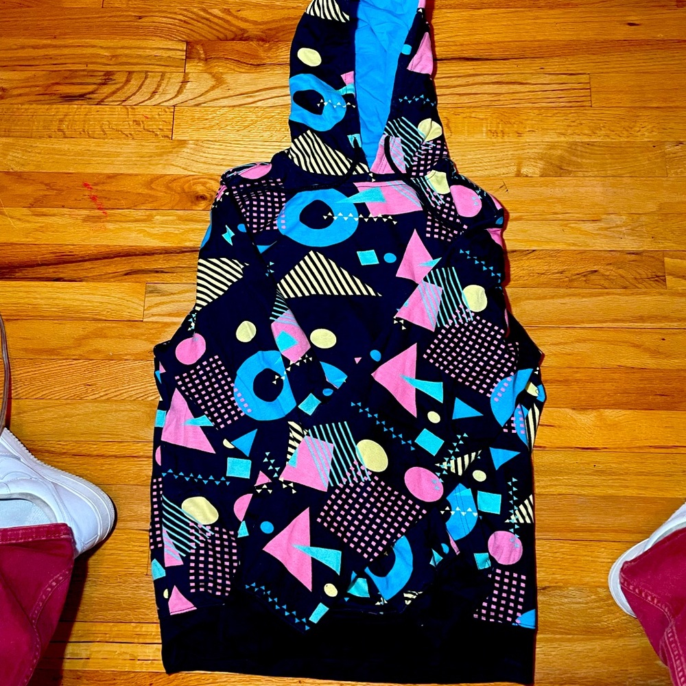 Funky 80’s Pattern Hoodie, Size L Men’s